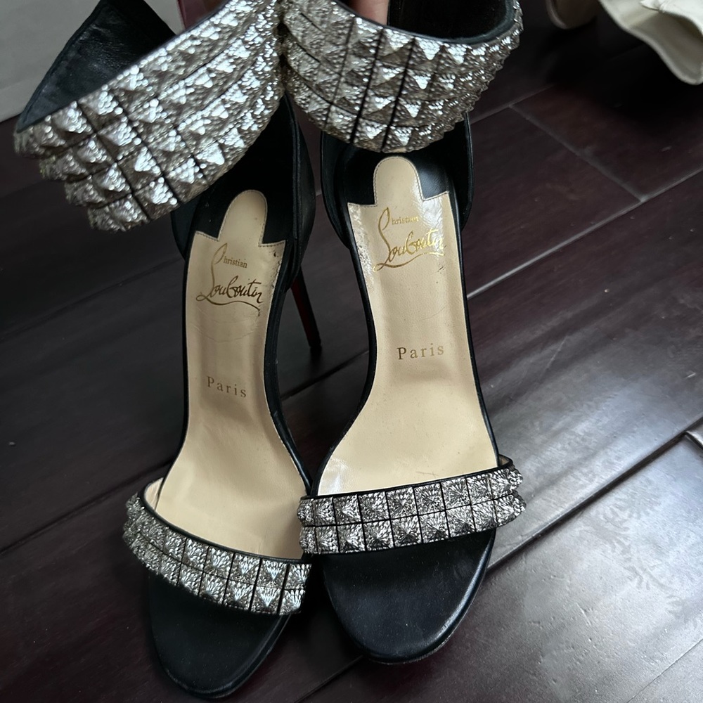 Christian Louboutin studded ankle wrap sandal heels